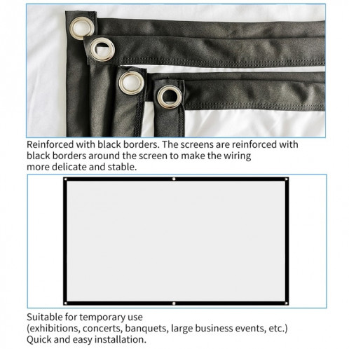 Rideau de film de projecteur en polyester fin pliable simple, taille : 76,2 cm 16:9. SH15011835-010