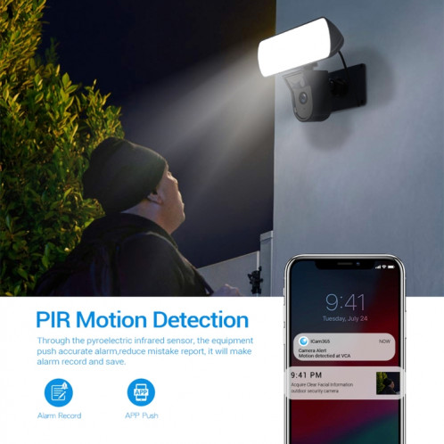 Caméra IP WiFi étanche ESCAM QF615 2MP IP66 et projecteur, prise en charge de la vision nocturne/détection de mouvement PIR/audio bidirectionnel () SE201A1620-011