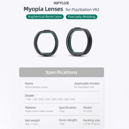 Pour PlayStation VR2 Hifylux myopie lunettes lentille en résine asphérique (-1.5D) SS701B1703-010