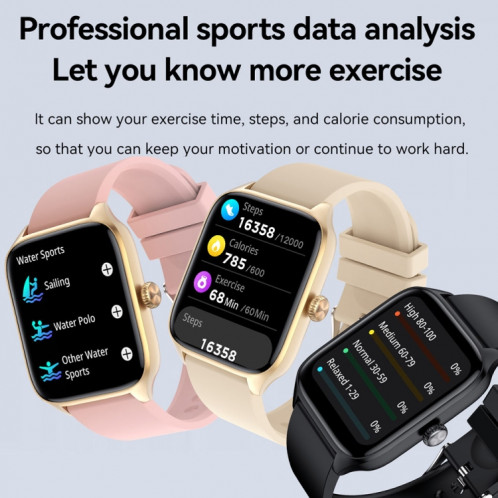 T19 Pro 1,96 pouces IP67 Montre intelligente à bande de silicone étanche, prend en charge les appels Bluetooth à double mode / Surveillance de la fréquence cardiaque (Or) SH001D462-022