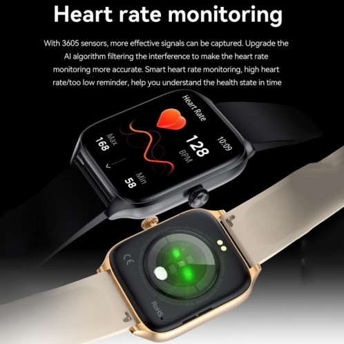 T19 Pro 1,96 pouces IP67 Montre intelligente à bande de silicone étanche, prend en charge les appels Bluetooth à double mode / Surveillance de la fréquence cardiaque (Or) SH001D462-022