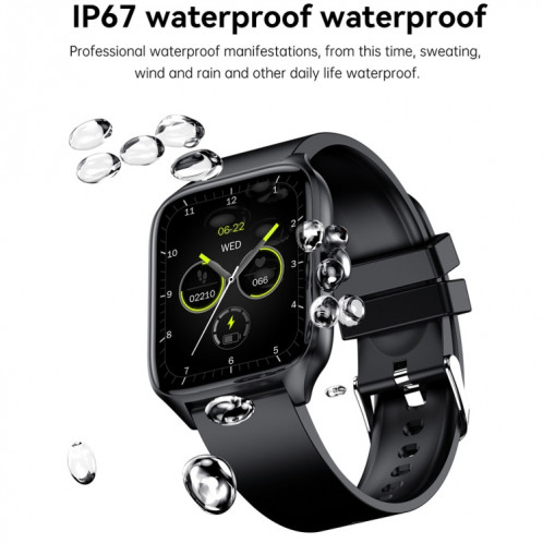 T19 Pro 1,96 pouces IP67 Montre intelligente à bande de silicone étanche, prend en charge les appels Bluetooth à double mode / Surveillance de la fréquence cardiaque (Or) SH001D462-022