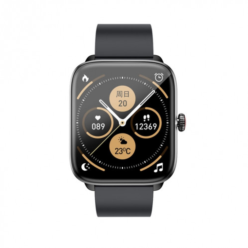 T20 1,96 pouces IP67 Montre intelligente à bande de silicone étanche, prend en charge les appels Bluetooth à double mode / surveillance de la fréquence cardiaque (noir) SH801A1922-023