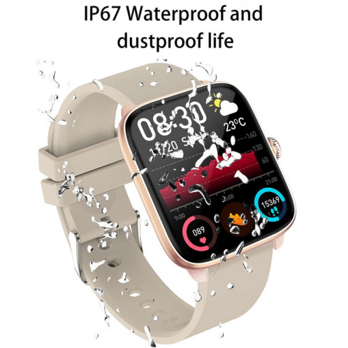 T20 1,96 pouces IP67 Montre intelligente à bande de silicone étanche, prend en charge les appels Bluetooth à double mode / surveillance de la fréquence cardiaque (noir) SH801A1922-023