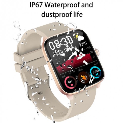 Montre intelligente T20 1,96 pouces IP67 étanche en silicone, prend en charge les appels Bluetooth double mode / surveillance de la fréquence cardiaque (or) SH801D533-023