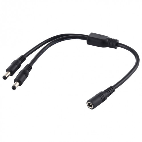 5,5 x 2,1 mm 1 à 2 prise femelle à mâle Adaptateur de répartiteur d'alimentation CC Câble d'alimentation, longueur du câble: 70 cm (noir) SH802A595-04