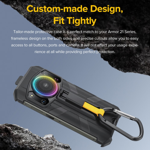 Pour Ulefone Armor 21 Étui de téléphone à clip arrière Ulefone avec mousqueton (noir) SU801A361-07