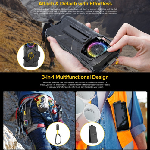 Pour Ulefone Armor 21 Étui de téléphone à clip arrière Ulefone avec mousqueton (noir) SU801A361-07