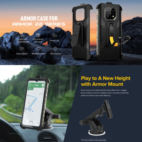 Pour Ulefone Armor 22 Ulefone Back Clip Phone Case avec mousqueton (noir) SU802A1361-07