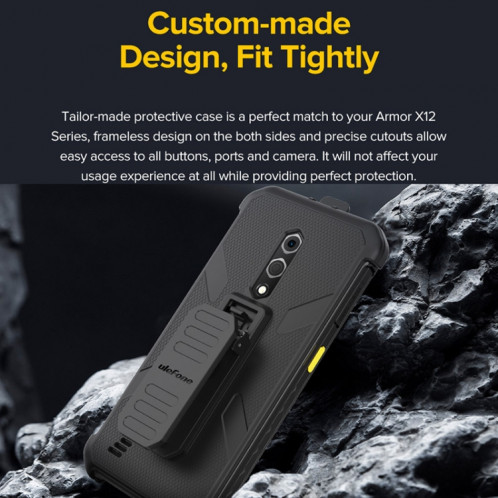 Pour Ulefone Armor X12 Pro Ulefone Back Clip Phone Case avec mousqueton (noir) SU804A1200-08