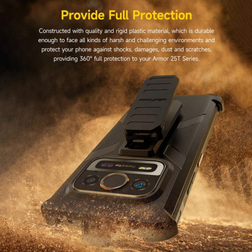 Pour Ulefone Armor 25T Pro Ulefone Back Clip Phone Case avec mousqueton (noir) SU806A1999-08