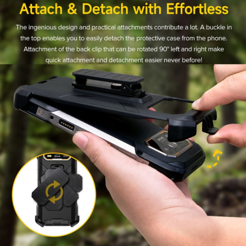 Pour Ulefone Armor 27 Ulefone Back Clip Phone Case avec mousqueton (noir) SU807A1735-08