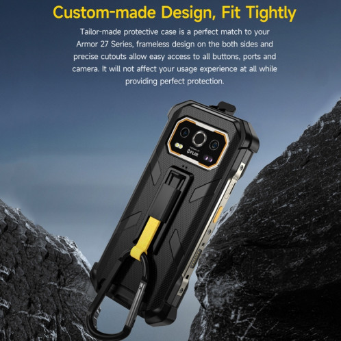 Pour Ulefone Armor 27 Ulefone Back Clip Phone Case avec mousqueton (noir) SU807A1735-08