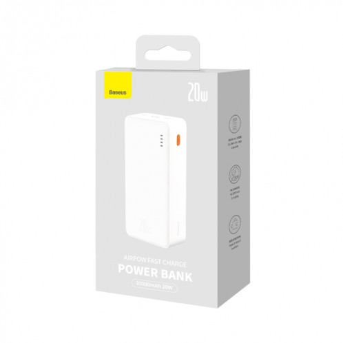 Batterie Externe à Charge Rapide Baseus Airpow 30000mAh 20W (Blanc) SB601B1365-010