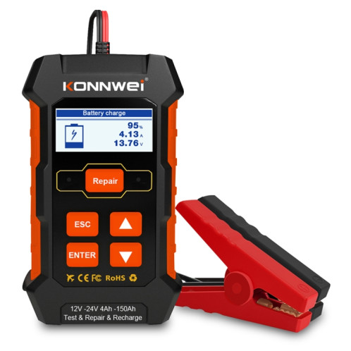 KONNWEI KW520 12V / 24V 3 en 1 testeur de batterie de voiture avec fonction de détection et de réparation et de charge (prise UE) SK701A71-09