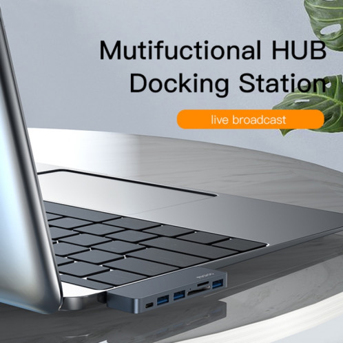 Yesido HB10 6 en 1 Ports USB-C / Type-C Adaptateur HUB de Station d'Accueil Multifonctionnel SY81151454-09