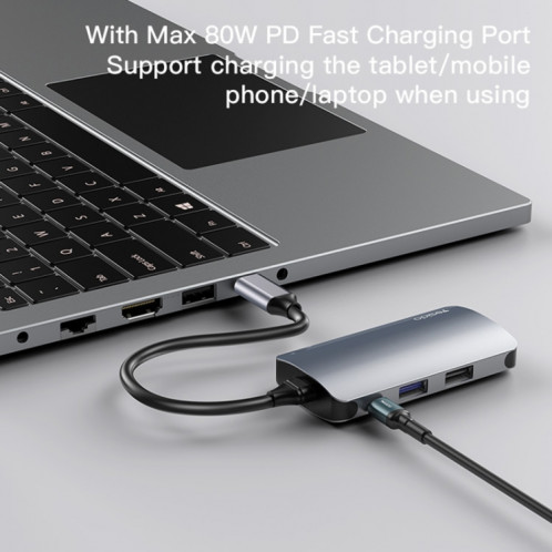 Yesido HB15 6 en 1 Ports USB-C / Type-C Adaptateur HUB de Station d'Accueil Multifonctionnel SY8136584-011