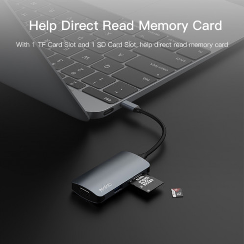 Yesido HB16 7 en 1 Ports USB-C / Type-C Adaptateur HUB de Station d'Accueil Multifonctionnel SY8139431-09