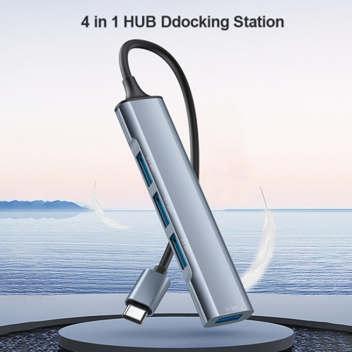 Yesido HB17 Adaptateur HUB de station d'accueil multifonction USB-C / Type-C 4 en 1 SY8142976-09