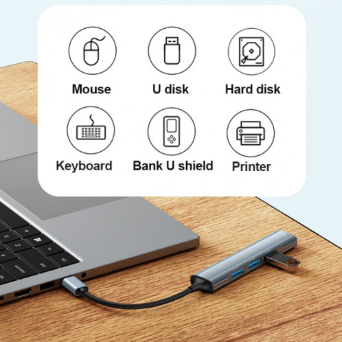 Yesido HB17 Adaptateur HUB de station d'accueil multifonction USB-C / Type-C 4 en 1 SY8142976-09