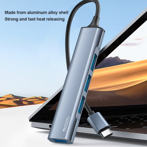 Yesido HB17 Adaptateur HUB de station d'accueil multifonction USB-C / Type-C 4 en 1 SY8142976-09