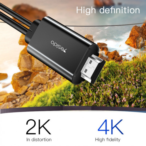 Câble adaptateur Yesido HM03 USB-C/Type-C vers HDMI, longueur : 1,8 m SY95011056-09