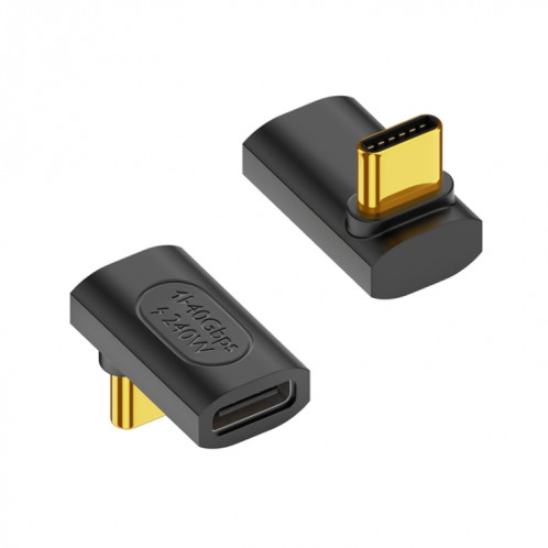 Adaptateur de courbure 3D mâle 40 Gbit/s 240 W USB-C/Type-C femelle vers USB-C/Type-C mâle (noir) SH801A1351-07