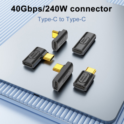 Adaptateur de courbure 3D mâle 40 Gbit/s 240 W USB-C/Type-C femelle vers USB-C/Type-C mâle (noir) SH801A1351-07