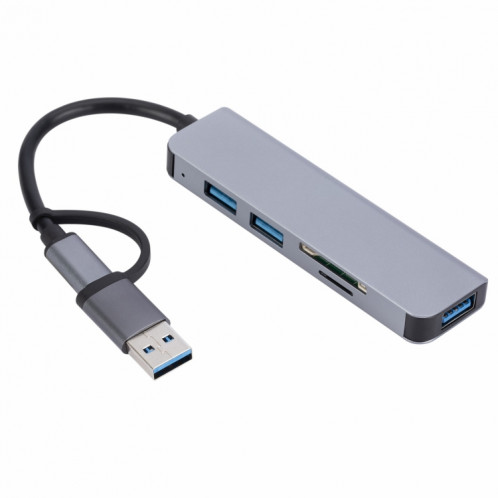 2302 5 en 1 USB + USB-C / Type-C vers USB Adaptateur HUB de station d'accueil multifonction SH82381857-06