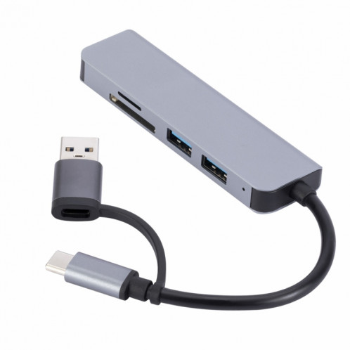 2302 5 en 1 USB + USB-C / Type-C vers USB Adaptateur HUB de station d'accueil multifonction SH82381857-06