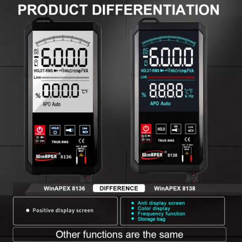 Multimètre numérique à écran tactile intelligent WinAPEX, modèle : 8136 SW7901676-07