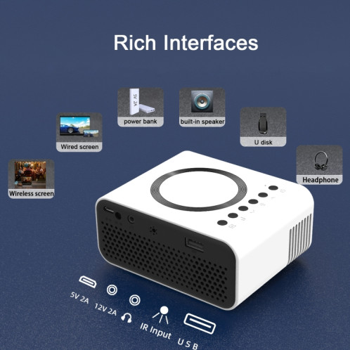Le mini projecteur LCD T300S 320 x 240 24 ANSI Lumens prend en charge le même écran filaire et sans fil, spécification : prise AU (noir). SH204A1420-012