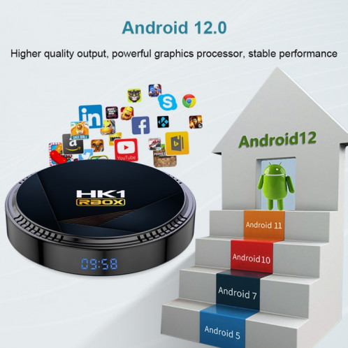 HK1RBOX H8-H618 Android 12.0 Allwinner H618 Quad Core Smart TV Box, mémoire : 4 Go + 32 Go (prise UE) SH402B550-011