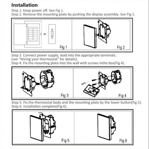 BHT-008GCL 95-240V AC 5A Smart Home Chaudière Chauffage Thermostat LED Sans WiFi (Noir) SH101A1123-010