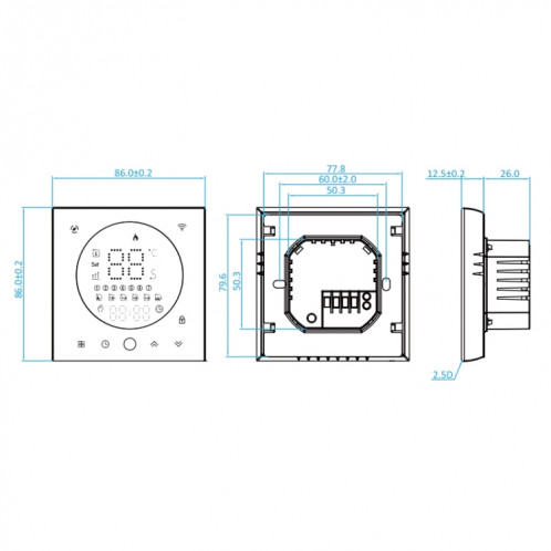 BHT-008GCLW 95-240V AC 5A Smart Home Chaudière Chauffage Thermostat LED avec WiFi (Noir) SH401A1344-012