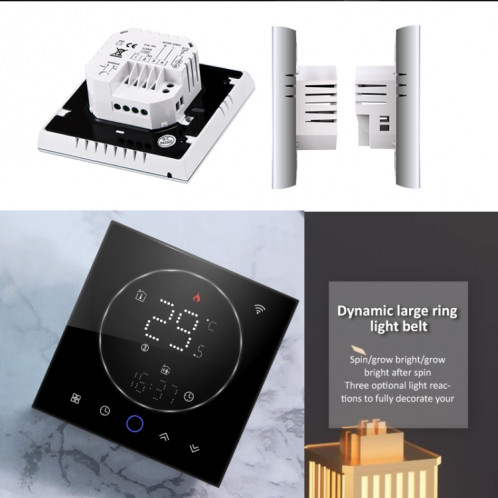 BHT-008GCLW 95-240V AC 5A Smart Home Chaudière Chauffage Thermostat LED avec WiFi (Noir) SH401A1344-012