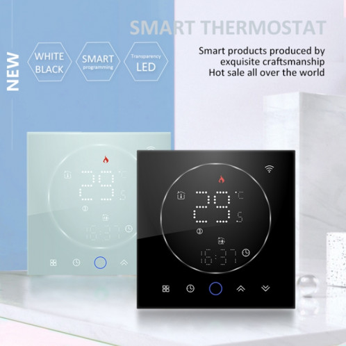 BHT-008GCLW 95-240V AC 5A Smart Home Chaudière Chauffage Thermostat LED avec WiFi (Noir) SH401A1344-012