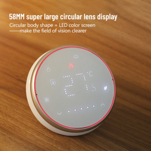 BHT-6001GAL 95-240V AC 5A Thermostat rond intelligent Thermostat LED de chauffage de l'eau sans WiFi (Noir) SH602A52-09