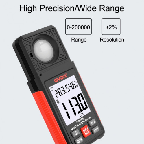 GVDA GD158 200000Lux Digital Light Meter Testeur Luminosité Photomètre SG9251228-09