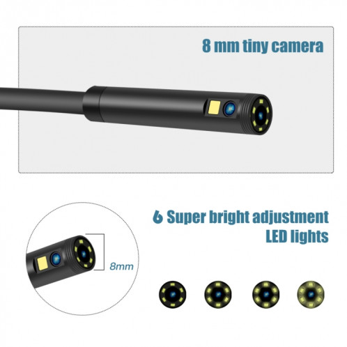 Endoscope numérique à double caméra P40 5,5 mm 1080P IP68 étanche 4,3 pouces, longueur : 2 m de câble dur SH78011545-08