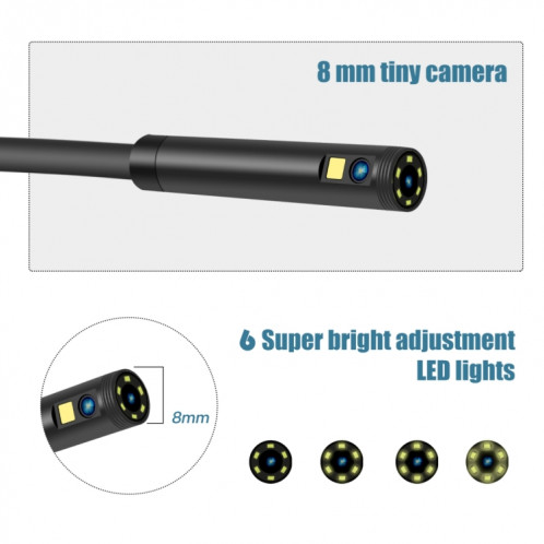 Endoscope numérique à double caméra P40 5,5 mm 1080P IP68 étanche 4,3 pouces, longueur : 5 m de câble dur SH7802866-08