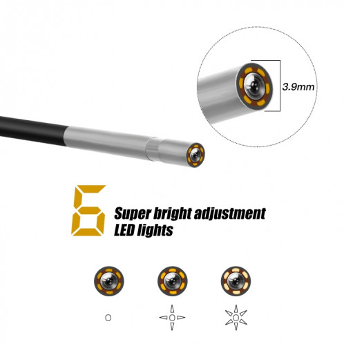 Endoscope numérique à double caméra P30 3,9 mm 1080P IP68 étanche à écran de 4,3 pouces, longueur: câble dur de 2 m (noir) SH201A81-011