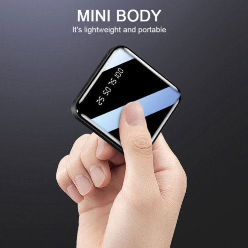 10000mAh Mirror Mini LED Digital Display Power Bank (Noir) SH201A378-07