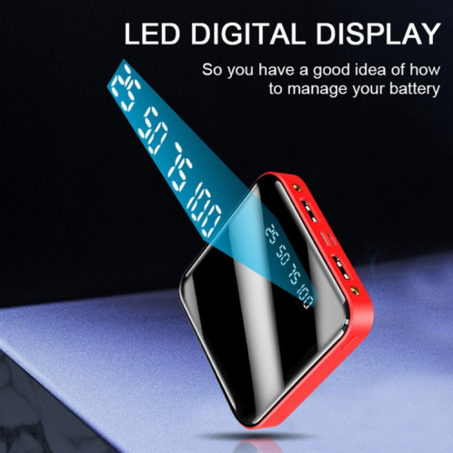 10000mAh Mirror Mini LED Digital Display Power Bank (Rouge) SH201B1442-07