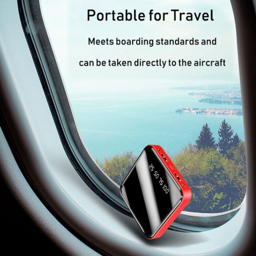 10000mAh Mirror Mini LED Digital Display Power Bank (Noir) SH201A378-07