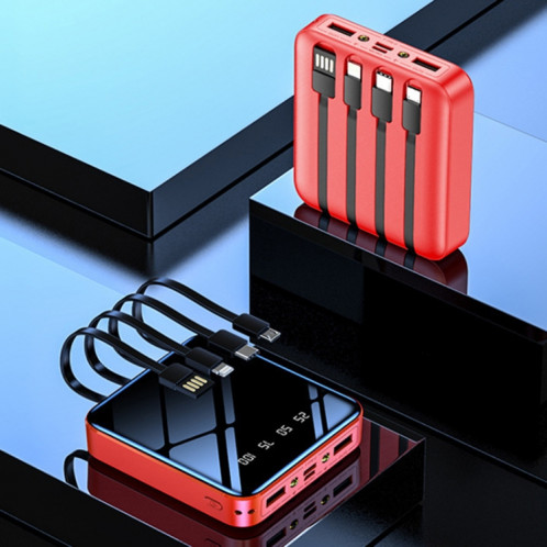 10000mAh Mirror Mini LED Digital Display Power Bank avec câble (rouge) SH401B1840-011