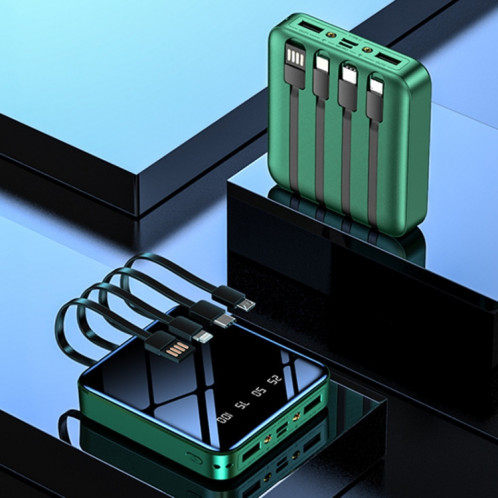 10000mAh Mirror Mini LED Digital Display Power Bank avec câble (vert) SH401C94-011
