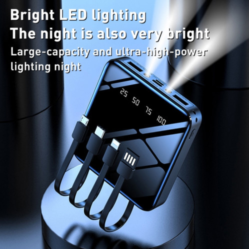10000mAh Mirror Mini LED Digital Display Power Bank avec câble (Noir) SH401A549-011