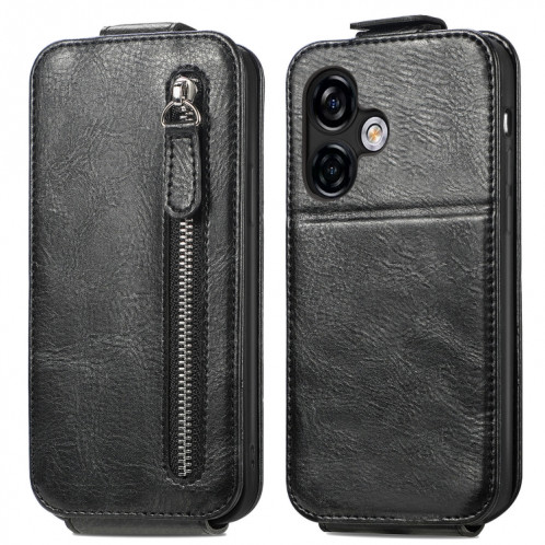 Pour Ulefone Note 16 Pro Zipper Wallet Étui de téléphone en cuir à rabat vertical (noir) SH201A812-06