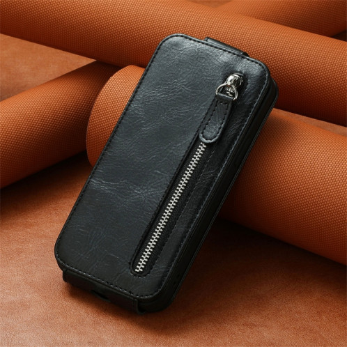 Pour Ulefone Note 16 Pro Zipper Wallet Étui de téléphone en cuir à rabat vertical (noir) SH201A812-06